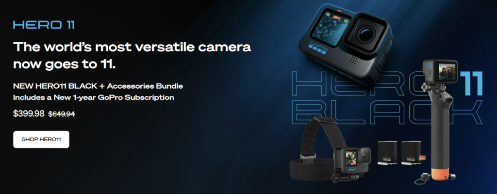 Page-d'accueil-de-GoPro Page d'accueil de GoPro, une entreprise de caméras polyvalentes