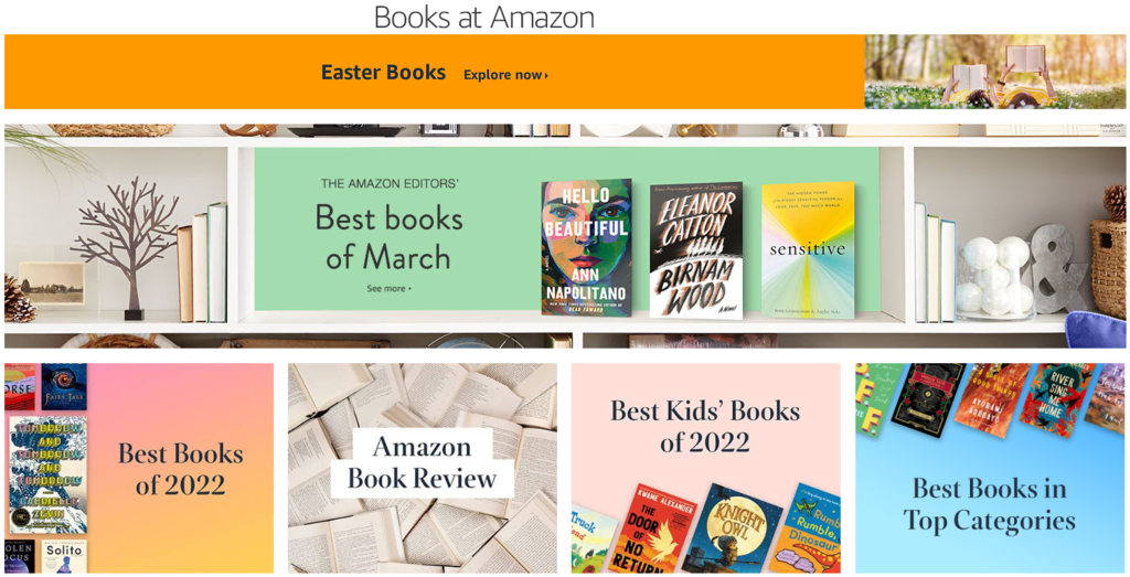 Choix des catégories de livres électroniques sur Amazon