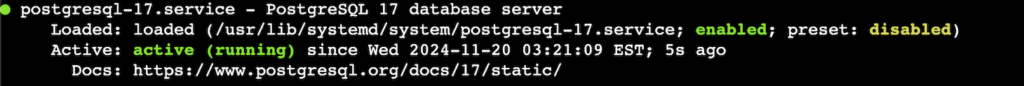 Systemctl affiche l'état du service postgresql