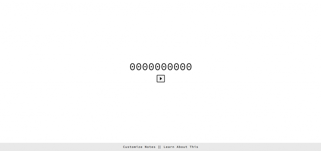 Page d’accueil de Binary Music Player