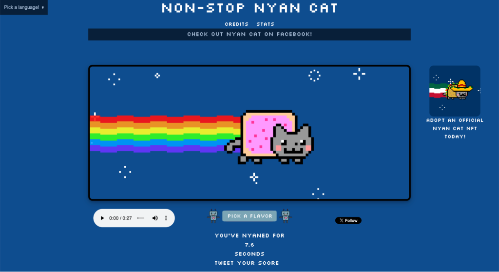 Page d’accueil de Nyan Cat