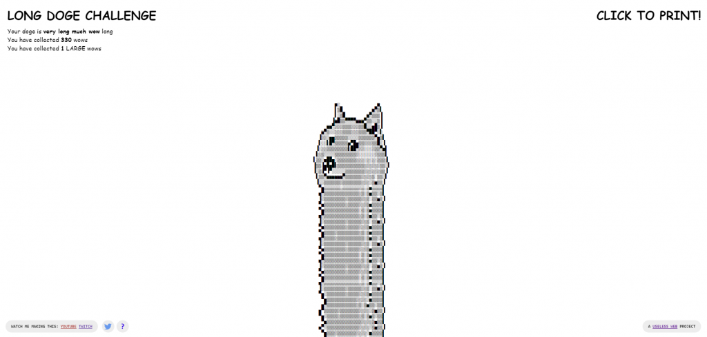 Page d’accueil de The Long Doge Challenge
