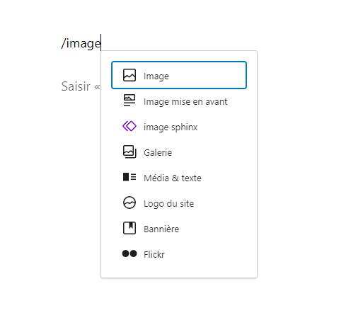 Ajouter un nouveau bloc dans l'&eacute;diteur de blocs de WordPress en utilisant la touche slash