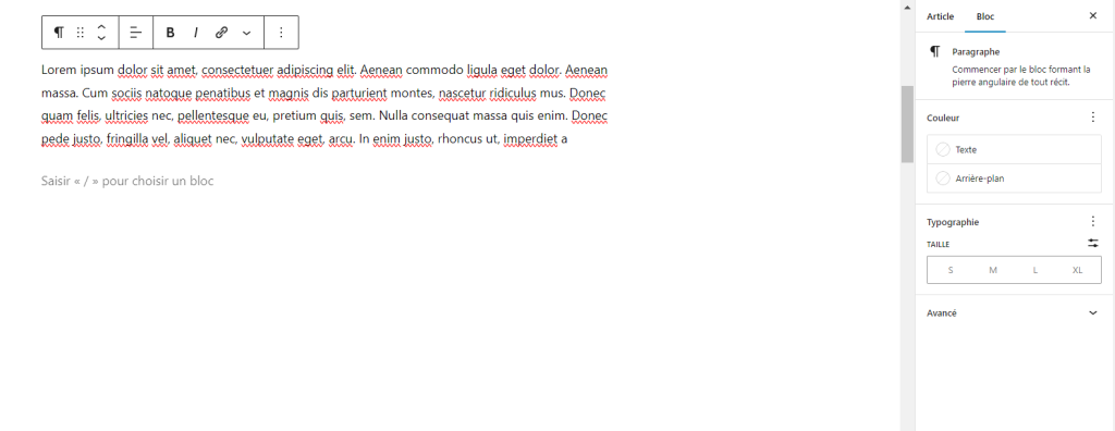 capture paragraphe &eacute;diteur gutenberg
