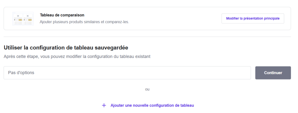 L'option d'affichage du tableau de comparaison sur l'extension Hostinger Amazon Affiliate Connector