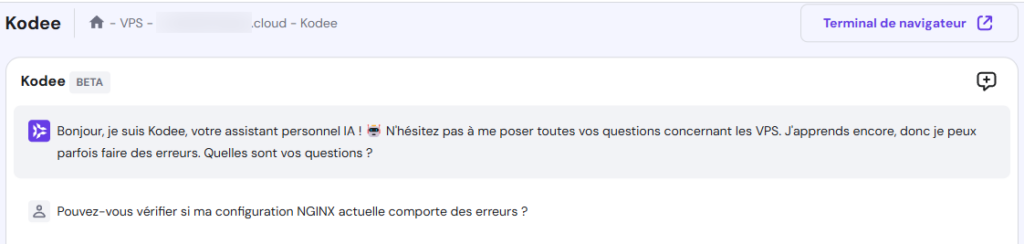 Vérifier la configuration NGINX sur Kodee