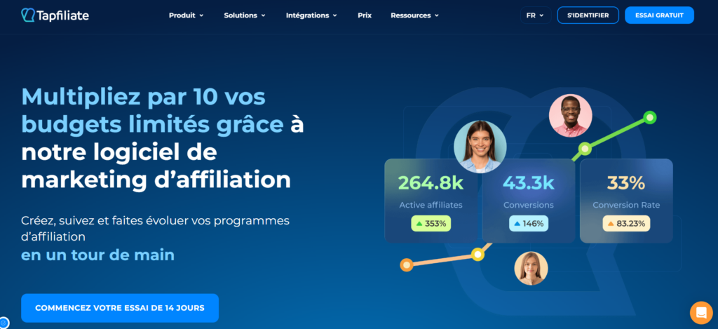 page d'accueil de tapfiliate