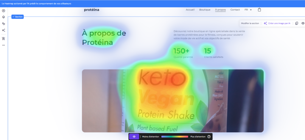 Outil de heatmap dans le créateur de sites Hostinger