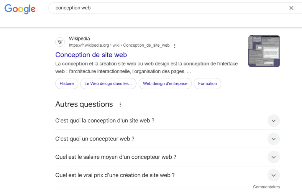 La fonctionnalité Autres questions de Google