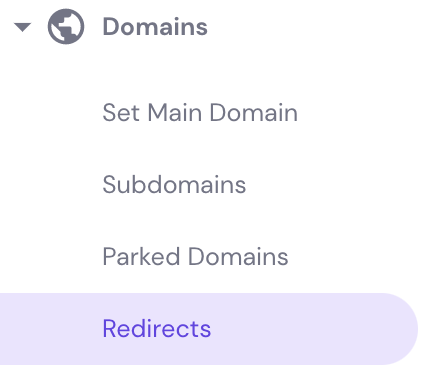 Le bouton Redirections sur hPanel