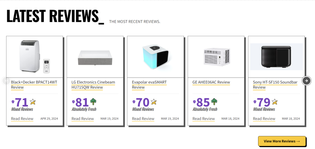 La page d'accueil de Gadget Review