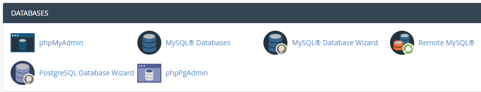 Menu phpMyAdmin dans cPanel