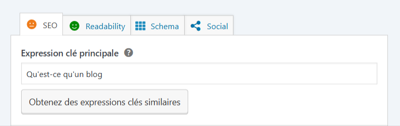 Expression clé principale sur Yoast SEO