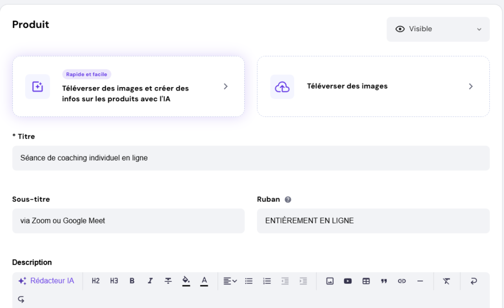 La section supérieure de la page Ajouter une réservation