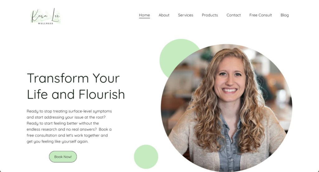 Page d'accueil du site Karen Lee Wellness