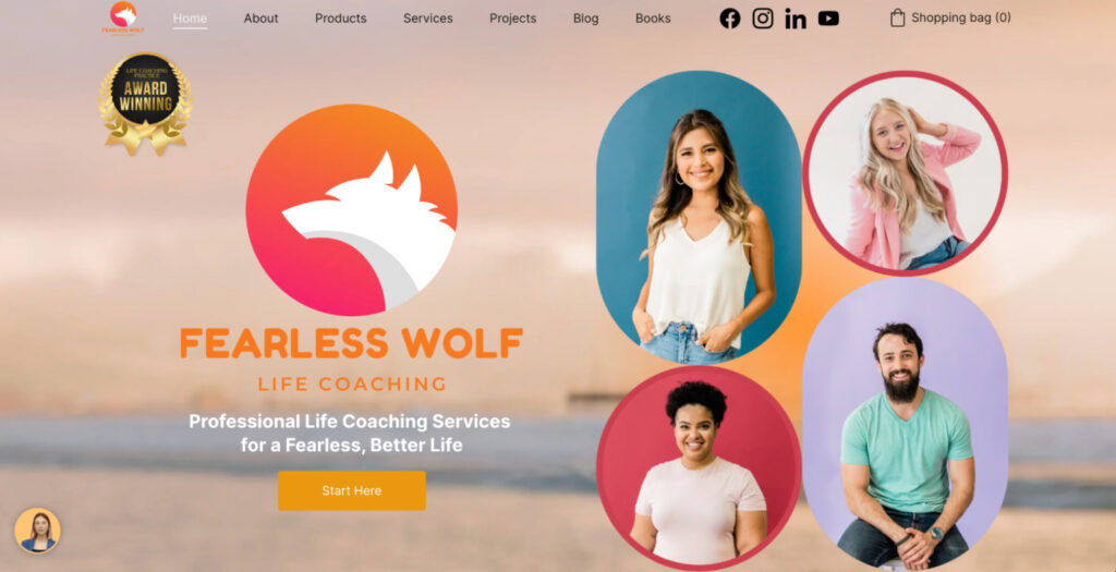 Page d'accueil du coaching de vie Fearless Wolf