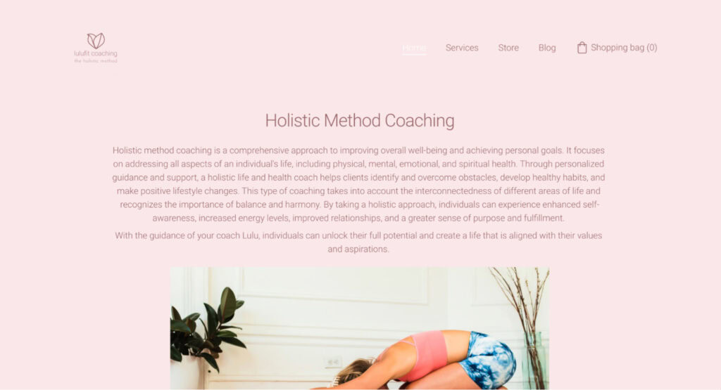 Page d'accueil de LuluFit Coaching