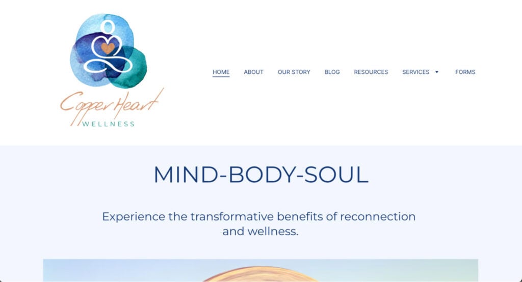 Page d'accueil de Copper Heart Wellness