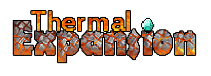 Logo « Thermal Expansion » contenant le même texte, avec des textures de magma appliquées à la police