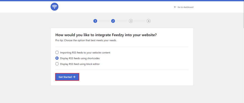 Assistant de configuration des flux RSS Feedzy