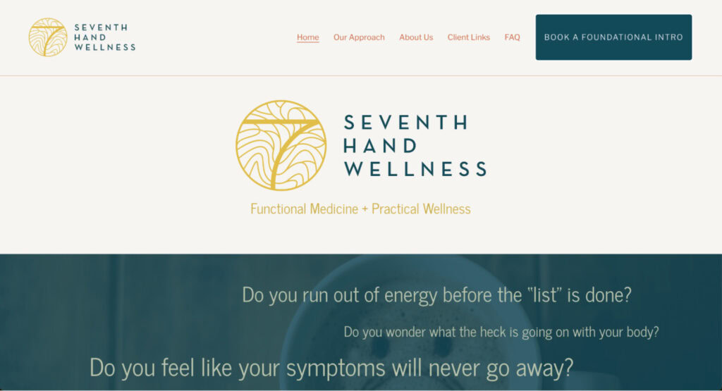 Page d'accueil de Seventh Hand Wellness