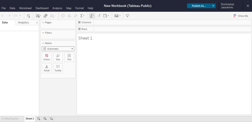 Image affichant l'interface Tableau Public