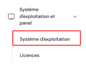 Le menu Système d'exploitation dans la barre latérale de la page VPS dans hPanel
