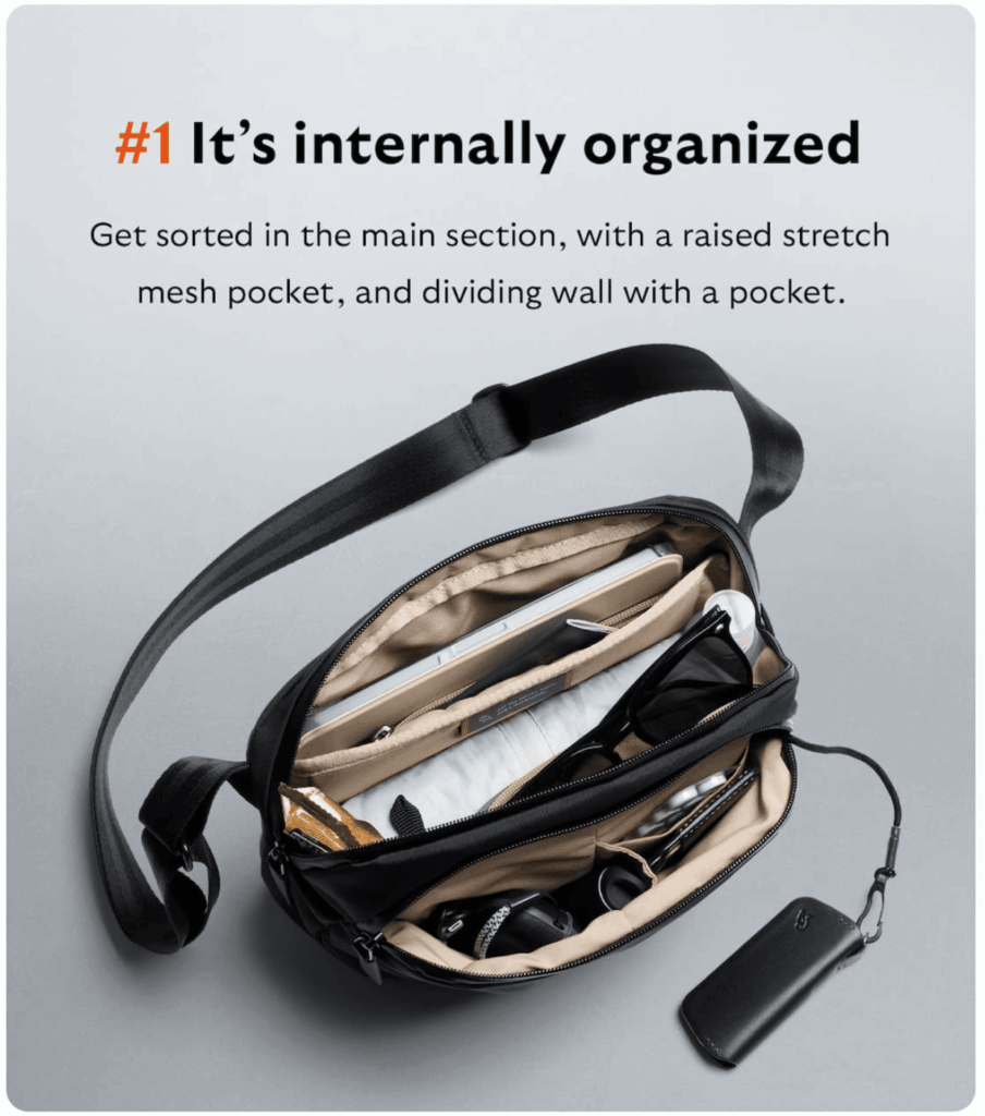 Campagne d'email marketing Bellroy montrant le produit en cours d'utilisation