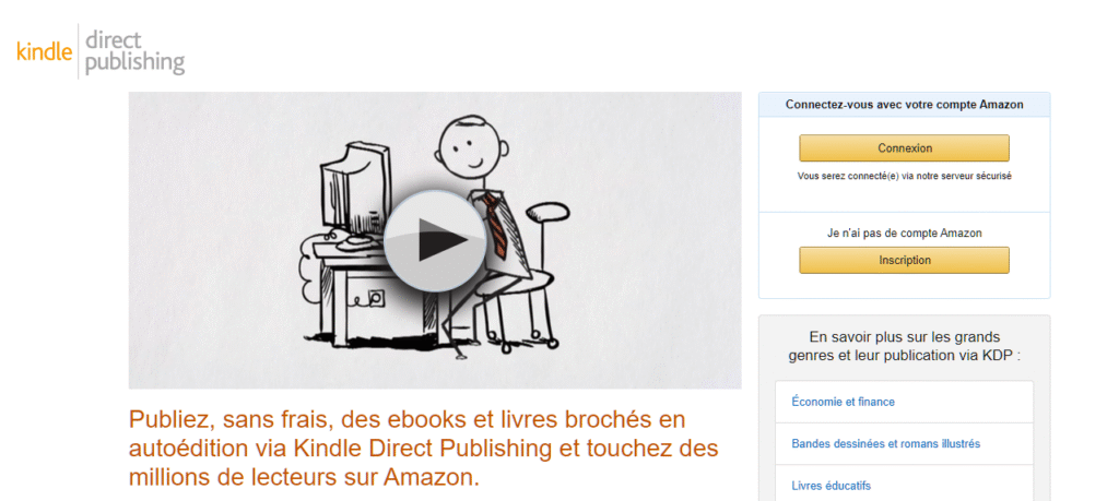 Le site Amazon Kindle Direct Publishing