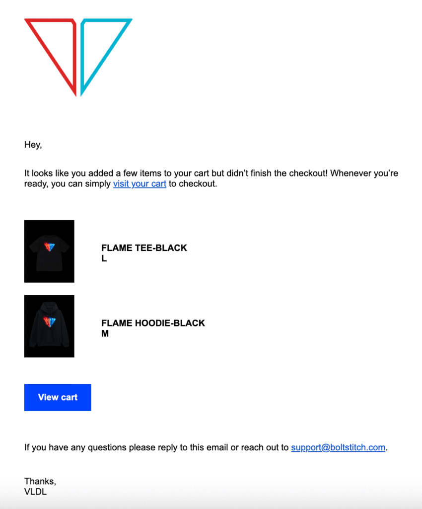 Viva La Dirt League - E-mail concernant un panier abandonné