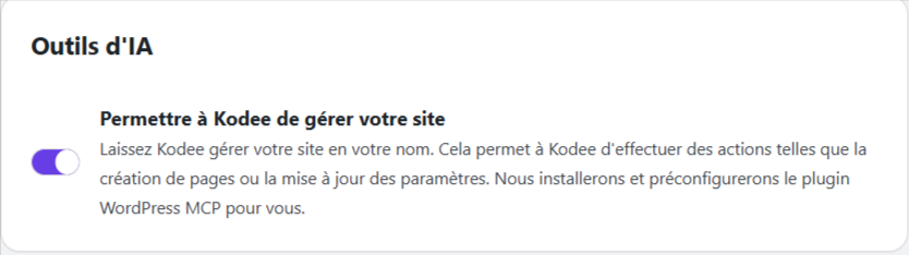 Kodee demande l'autorisation de g&eacute;rer WordPress