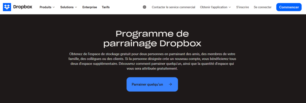 Programme de parrainage de Dropbox