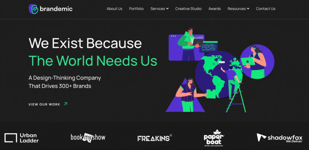 Page d'accueil de Brandemic