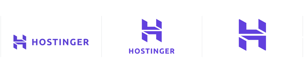 Logos de Hostinger en diff&eacute;rentes versions : horizontale, verticale et monogramme