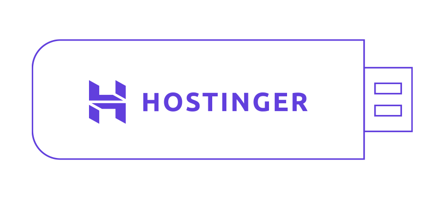 Logo de Hostinger sur une maquette de cl&eacute; USB