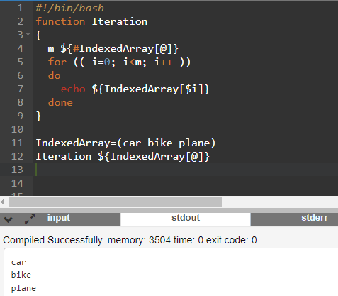 Fonction Bash pour parcourir un tableau