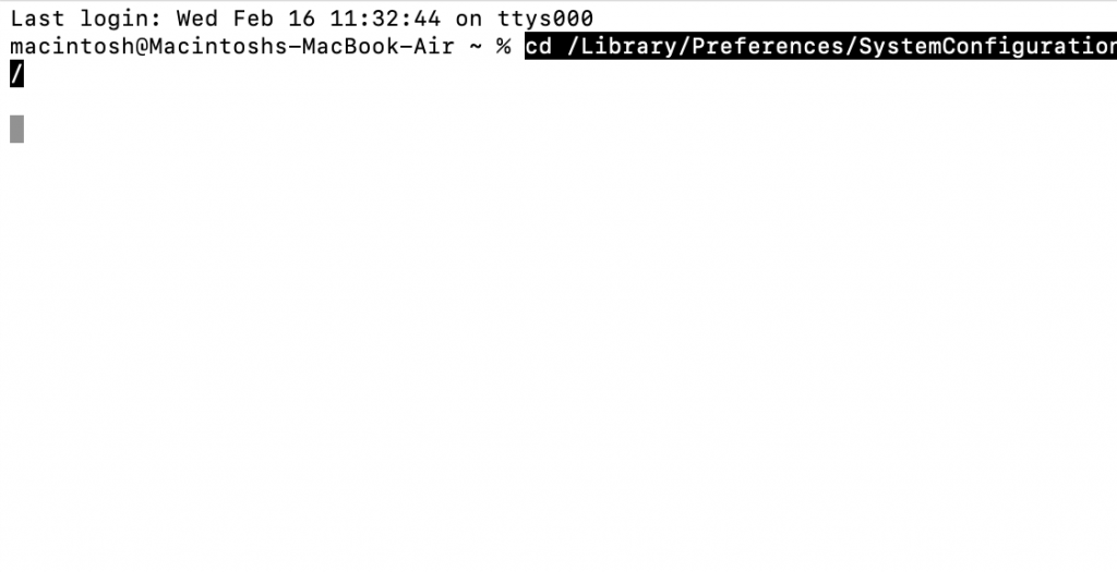 Menu Terminal sur Mac