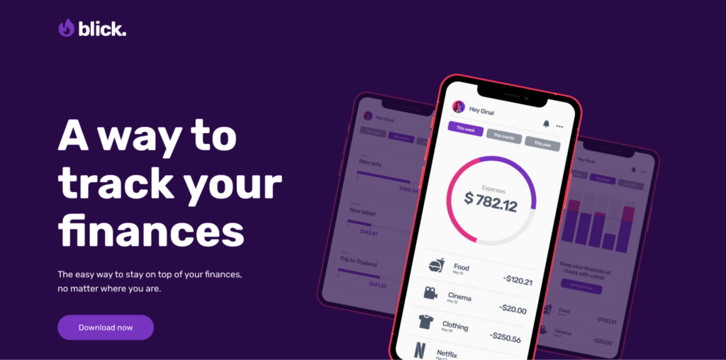 Blick &ndash; mod&egrave;le de page de destination du Cr&eacute;ateur de sites internet de Hostinger