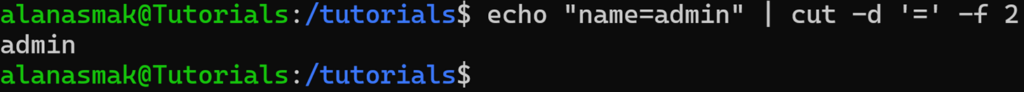 Exemple de l&rsquo;utilisation de la commande cut sur la sortie standard d&rsquo;une autre commande &agrave; l&rsquo;aide de l&rsquo;op&eacute;rateur de tube.