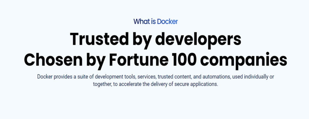 Page d&rsquo;accueil officielle de Docker