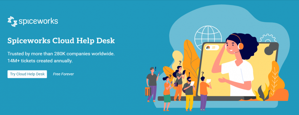 Page d&rsquo;accueil officielle de Spiceworks Help Desk