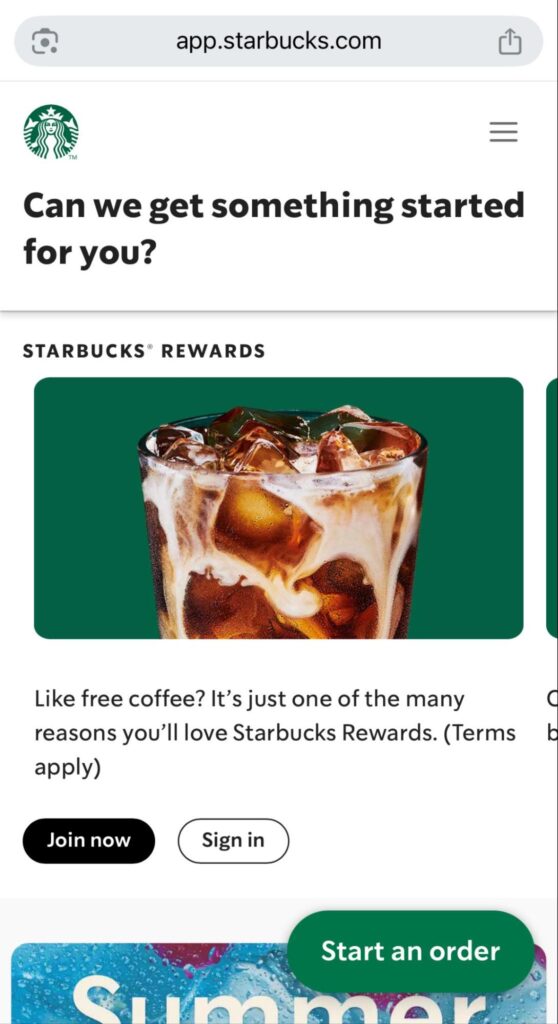 Starbucks sur mobile
