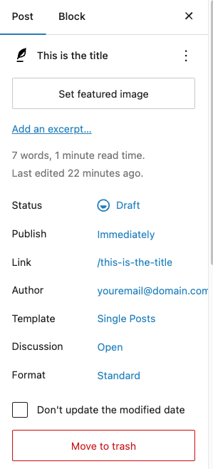 Param&egrave;tres des articles WordPress
