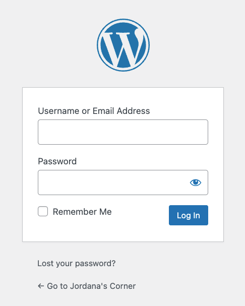 Page de connexion WordPress
