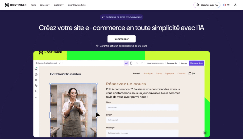 Le Créateur de sites internet e-commerce de Hostinger présente des modèles personnalisables pour différents types de boutiques en ligne