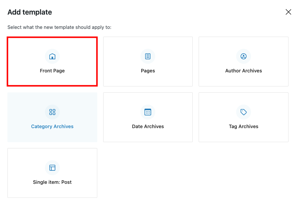 Cr&eacute;er un nouveau mod&egrave;le de page d&rsquo;accueil dans l&rsquo;&eacute;diteur de site WordPress