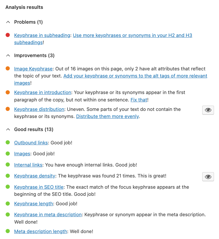 L&rsquo;analyse des performances SEO d&rsquo;une page avec Yoast