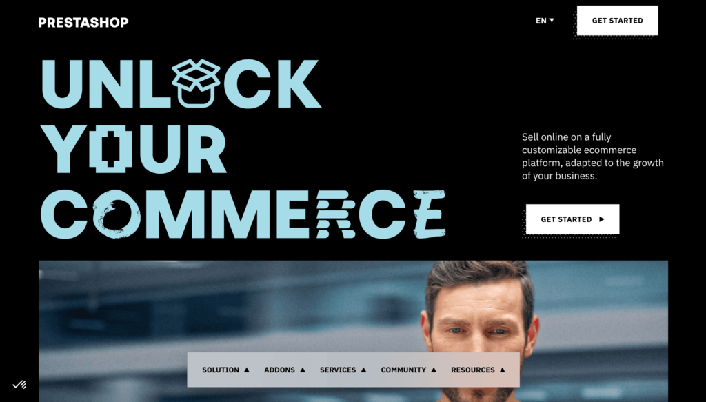 Page d’accueil de la plateforme e-commerce PrestaShop