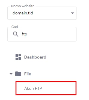 Sidebar hPanel ditampilkan untuk memilih Akun FTP