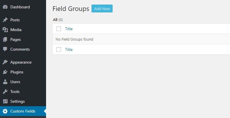 Custom field yang sudah ada